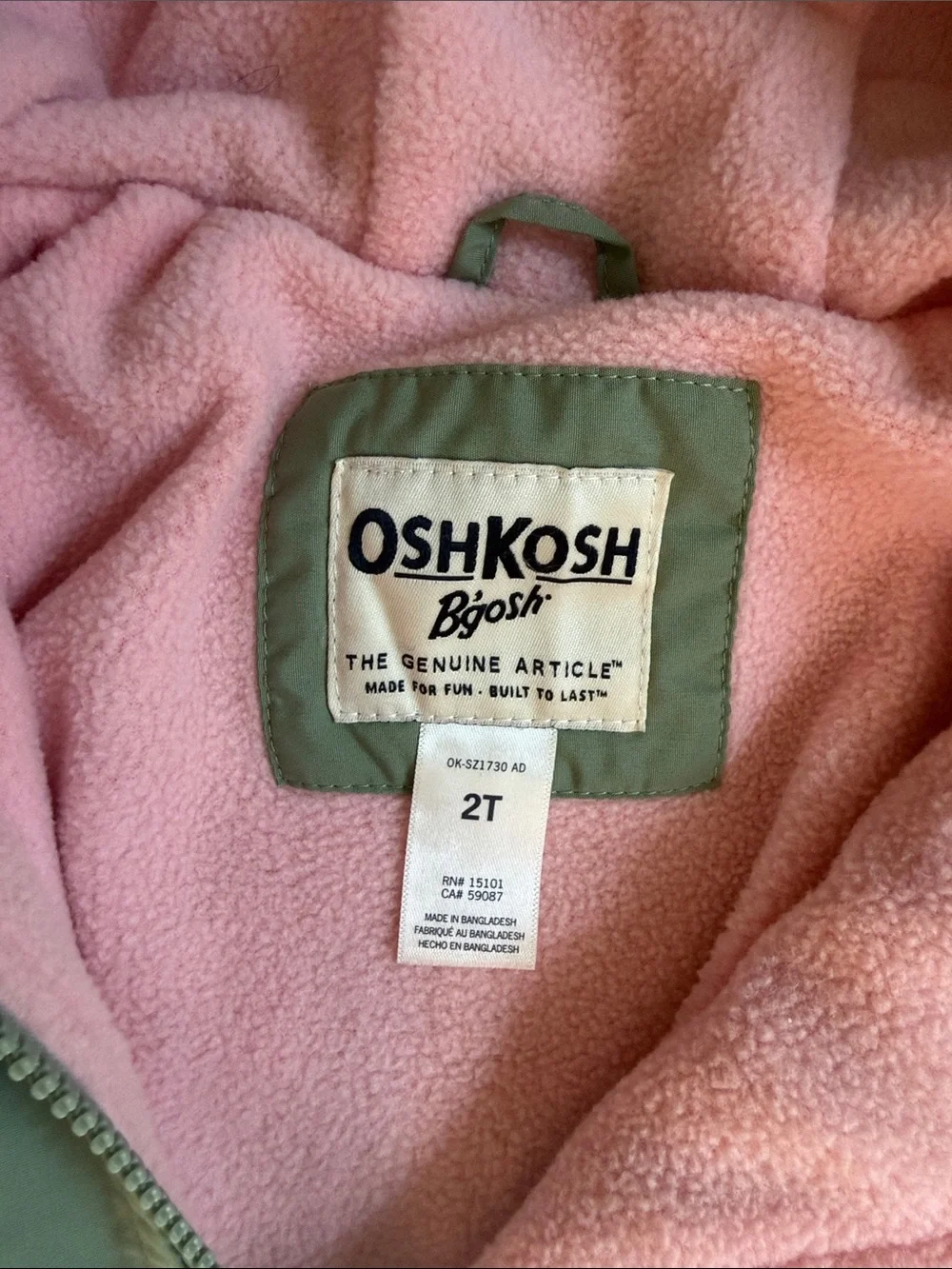 OshKosh Bgosh olive hooded